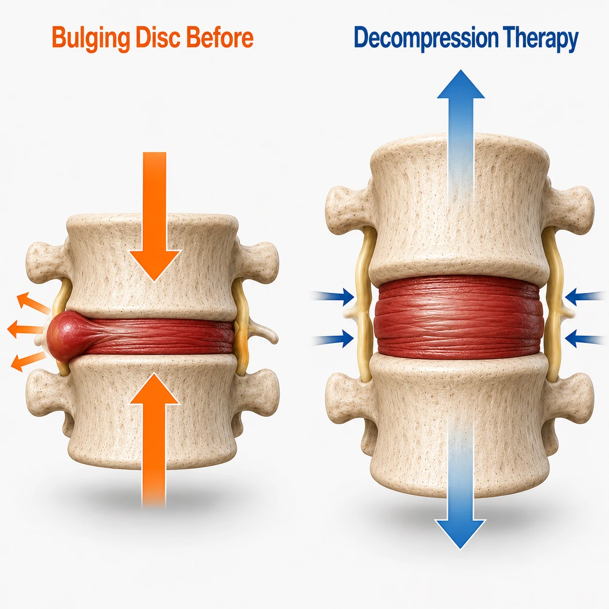 Educational diagram showing a spinal disc and nearby nerve tissue
